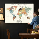 Detailed Custom World Map Print – Framed Custom Push Pin