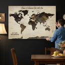 Custom Push Pin World Map Wall Art Canvas Print –