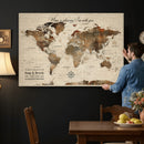 Large Custom World Map Canvas – Custom Framed Push Pin