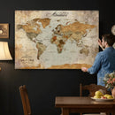 Customized Push Pin World Map Wall Art Canvas Print with by MyGreatCanvas | Canvas Wall Art Prints | Photo Prints & Wall Decor
