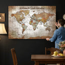 Personalized Vintage Map Wall Art Canvas Print – Custom Push