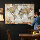 Personalized World Map Wall Art Canvas Print – Custom Push