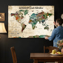 Grunge Personalized World Map Wall Art Canvas Print – Custom