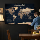 Custom Push Pin World Map Canvas Print – Custom Framed