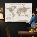 Personalized World Map Wall Art Canvas Print – Customizable