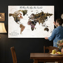 Personalized Push Pin World Map Canvas Print – Custom Framed