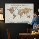 Custom Framed World Map Canvas Print – Personalized Push Pin by MyGreatCanvas | Canvas Wall Art Prints | Photo Prints & Wall Decor
