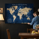 Custom Push Pin World Map Personalized Travel Tracker Canvas