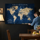 Custom Push Pin World Map Personalized Travel Tracker Canvas by MyGreatCanvas | Canvas Wall Art Prints | Photo Prints & Wall Decor