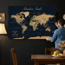 Personalized World Map Wall Art Print – Custom Push Pin