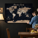 Personalized Blue World Map Canvas – Custom Framed Push Pin