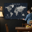 Personalized World Map Canvas – Custom Framed Push Pin