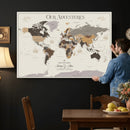 Personalized Travel Tracker Map with Pins Framed Large for