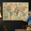Personalized World Map Canvas – Custom Framed Push Pin