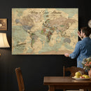 Personalized World Map Canvas – Custom Framed Push Pin