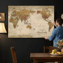 Personalized World Map Canvas Print – Framed Push Pin Travel