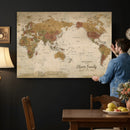 Personalized World Map Canvas Print – Framed Push Pin Travel