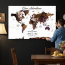 Personalized Vintage World Map Canvas – Custom Framed Push