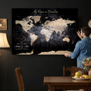 Personalize World Map Push Pin Wall Canvas Print –