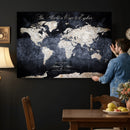 Custom Push Pin World Map Wall Canvas Print – Personalized