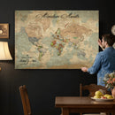 Customize Push Pin World Map Wall Canvas Print –