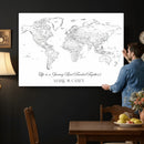 Framed World Map Canvas – Custom Push Pin Travel Tracker –