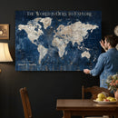 Custom Push Pin Travel Map Wall Art Canvas Print –