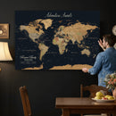 Personalized Family Travel Map Canvas – Custom Framed Push
