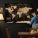 Personalized Family Adventure World Map – Custom Framed Push by MyGreatCanvas | Canvas Wall Art Prints | Photo Prints & Wall Decor