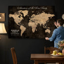 Personalized Push Pin World Map Canvas Print – Custom Framed