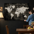 Personalized Push Pin World Map Canvas – Custom Framed