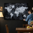 Personalized Push Pin World Map Canvas – Custom Framed