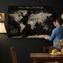 Personalized Push Pin World Map Canvas – Custom Framed