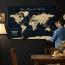 Personalized Push Pin World Map Canvas – Custom Framed