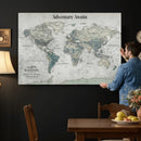 Personalized Push Pin World Map Canvas – Custom Framed