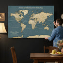 Personalized Push Pin World Map Canvas – Custom Framed
