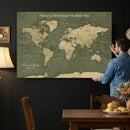 Personalized Push Pin World Map Canvas – Custom Framed
