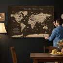 Personalized Push Pin World Map Canvas – Custom Framed