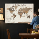 Personalized World Map Wall Art Canvas Print – Custom Push
