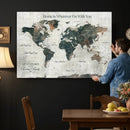 Personalized Push Pin World Map Canvas Print – Custom