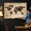 Personalized Framed World Map Wall Art Canvas Print – Custom