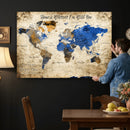 Personalized World Map Canvas Wall Art – Custom Framed Push