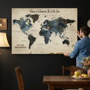 Personalize World Map Canvas Wall Art – Custom Framed Push