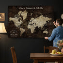 Personalized World Map Canvas Wall Art – Custom Framed Push