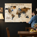 Vintage Custom World Map Canvas Wall Art – Custom Framed