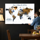 Personalize World Map Canvas Wall Art – Framed Custom Push