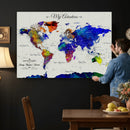 Detailed Custom World Map Print – Framed Custom Push Pin