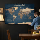 Personalized Vintage Push Pin World Map Canvas Print –