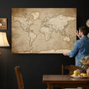 Colorful Watercolor World Map Canvas Wall Art – Framed