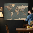 Rustic Black and Wood World Map Canvas Wall Art – Framed by MyGreatCanvas | Canvas Wall Art Prints | Photo Prints & Wall Decor